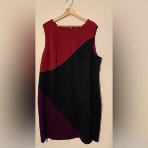 Calvin Klein black, red, purple color block dress